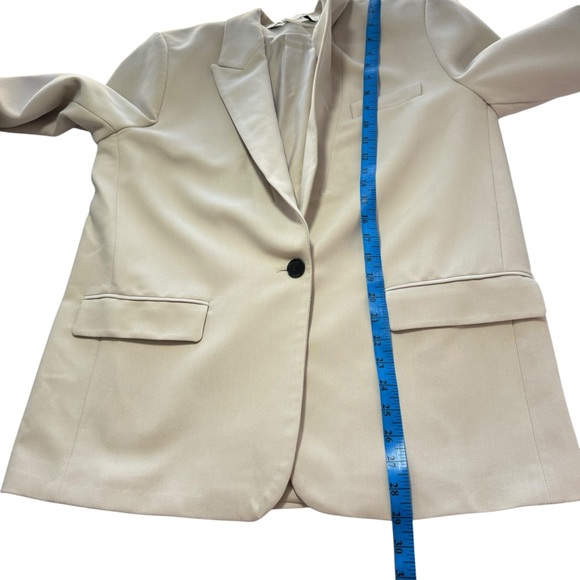 ZARA BEIGE STONE STRAIGHT TAILORED BLAZER WITH POCKETS BLOGGER FAVORITE LARGE L - Picture 15 of 15